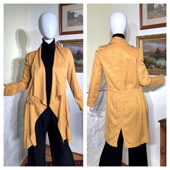 Max Jeans Duster Jacket Coat Mustard Yellow - Picture 1 of 9
